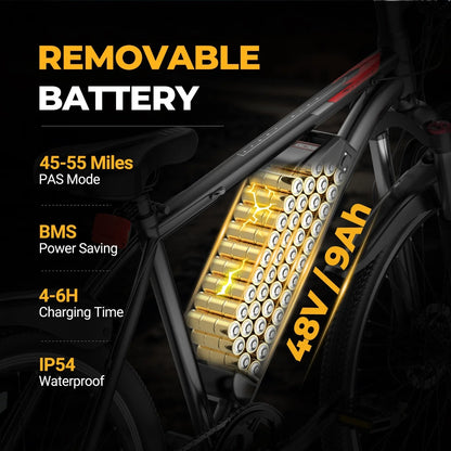 AOVOPRO BK900 Electric MTB Electric Bike 9AH Battery with Smart APP for Adults