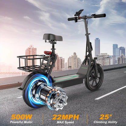 REFURBISHED AOVOPRO ESBSPRO Electric Scooter with Seat, Foldable 500W 22.5Ah Battery 22mph