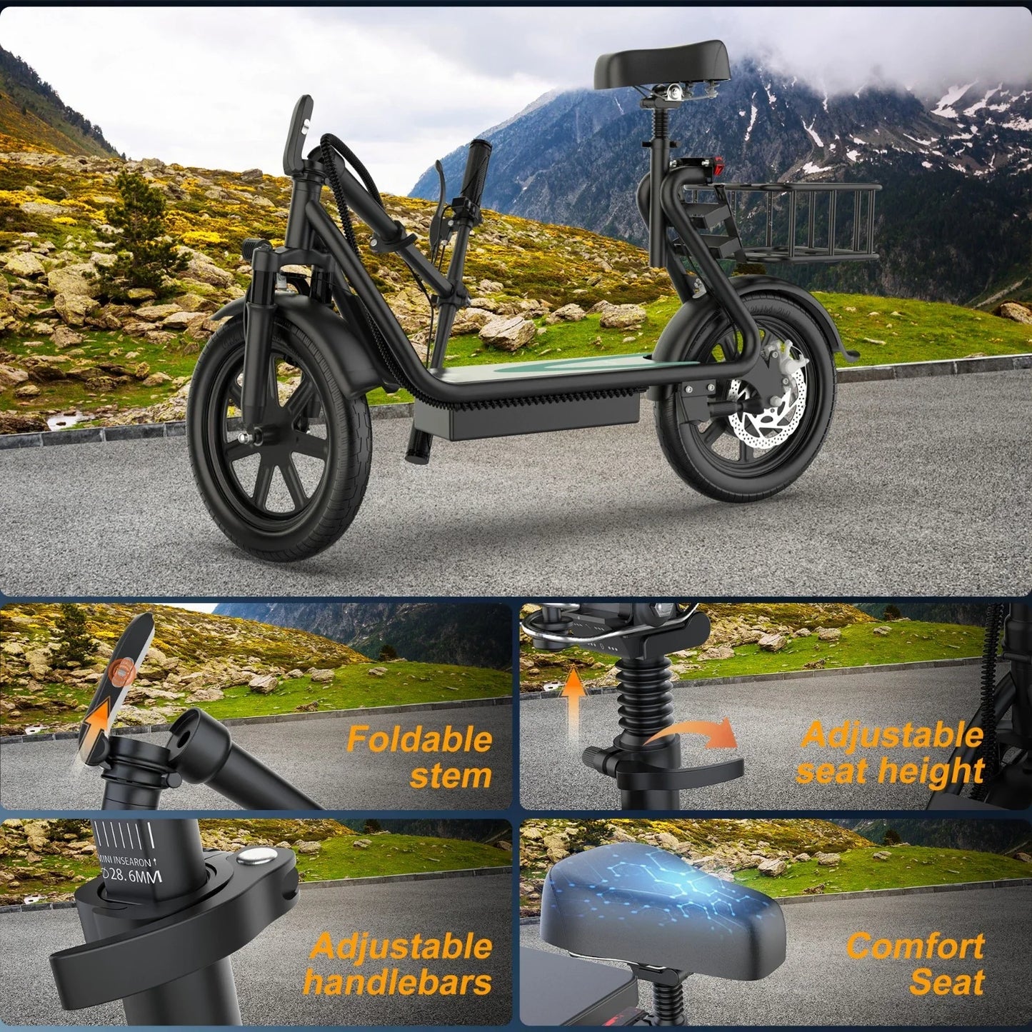 REFURBISHED AOVOPRO ESBSPRO Electric Scooter with Seat, Foldable 500W 22.5Ah Battery 22mph