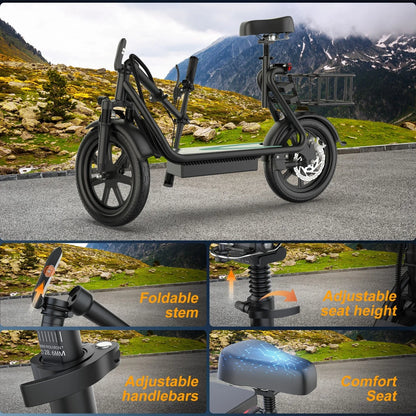 REFURBISHED AOVOPRO ESBS Electric Scooter with Seat, 500W 10.4Ah Battery 22mph