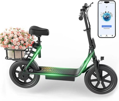 Refurbished Ladped LPBS Electric Scooter w/Seat, Foldable 500W 10.4Ah Battery 22mph 28Miles