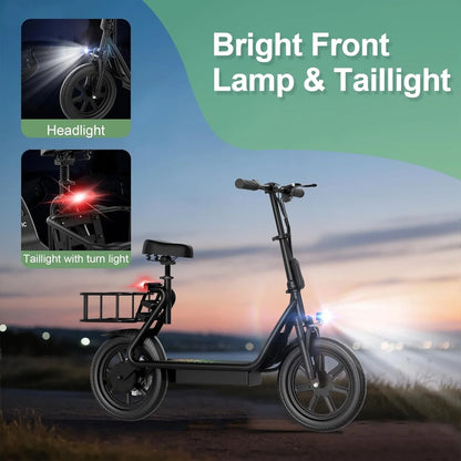 Refurbished Ladped LPBS Electric Scooter w/Seat, Foldable 500W 10.4Ah Battery 22mph 28Miles